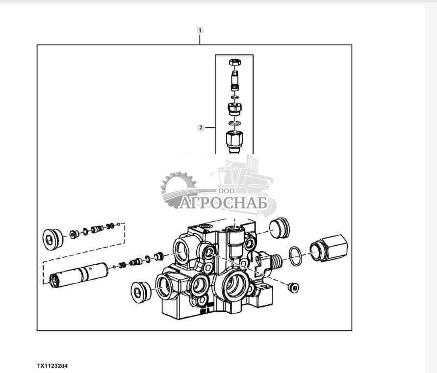 Loader Control Valve, Outlet Section, Tool Carrier 